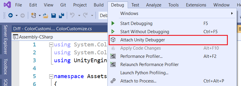 Attach Unity Debugger